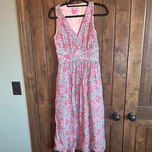 kate spade Pink & Mint Floral V-Neck Sleeveless Midi Dress
